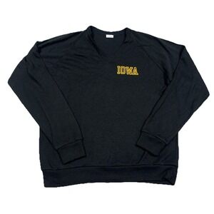 Vintage Iowa Hawkeyes Sweater Men XL Black Pullover Acrylic Knit V Neck 80s USA